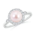 thumbnail image 1 of ANGARA Japanese Akoya Cultured Pearl Halo Engagement Ring in 14K White Gold for Women | June Birthstone, Birthday, Anniversary, Jewelry Gift for Women | Pearl Ring, 1 of 8