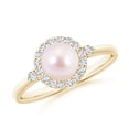thumbnail image 1 of ANGARA Japanese Akoya Cultured Pearl Halo Engagement Ring in 14K Yellow Gold for Women | June Birthstone, Birthday, Anniversary, Jewelry Gift for Women | Pearl Ring, 1 of 8