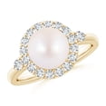 thumbnail image 1 of ANGARA Japanese Akoya Cultured Pearl Halo Engagement Ring in 14K Yellow Gold for Women | June Birthstone, Birthday, Anniversary, Jewelry Gift for Women | Pearl Ring, 1 of 8