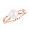 thumbnail image 1 of ANGARA Japanese Akoya Cultured Pearl Interlaced Shank Engagement Ring in 14K Rose Gold for Women | June Birthstone, Birthday, Anniversary, Jewelry Gift for Women | Pearl Ring, 1 of 9