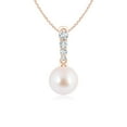 thumbnail image 1 of ANGARA Japanese Akoya Cultured Pearl Pendant with Diamonds in 14K Rose Gold for Women | June Birthstone, Birthday, Anniversary, Jewelry Gift for Women | Pearl Necklace, 1 of 8