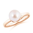 thumbnail image 1 of ANGARA Japanese Akoya Cultured Pearl Ring with Spiral Metal Loop in 14K Rose Gold for Women | June Birthstone, Birthday, Anniversary, Jewelry Gift for Women | Pearl Ring, 1 of 7