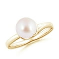 thumbnail image 1 of Angara Japanese Akoya Cultured Pearl Ring with Spiral Metal Loop in 14K Yellow Gold for Women | June Birthstone Jewelry for Her, 1 of 7