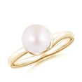 thumbnail image 1 of Angara Japanese Akoya Cultured Pearl Ring with Spiral Metal Loop in 14K Yellow Gold for Women | June Birthstone Jewelry for Her, 1 of 7
