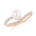 thumbnail image 1 of ANGARA Japanese Akoya Cultured Pearl Solitaire Ring with Diamonds in 14K Rose Gold for Women | June Birthstone, Birthday, Anniversary, Jewelry Gift for Women | Pearl Ring, 1 of 8