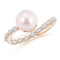 thumbnail image 1 of Angara Japanese Akoya Cultured Pearl Solitaire Ring with Diamonds in 14K Rose Gold for Women | June Birthstone Jewelry for Her, 1 of 8