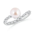 thumbnail image 1 of ANGARA Japanese Akoya Cultured Pearl Solitaire Ring with Diamonds in 14K White Gold for Women | June Birthstone, Birthday, Anniversary, Jewelry Gift for Women | Pearl Ring, 1 of 8
