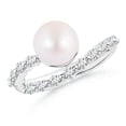 thumbnail image 1 of Angara Japanese Akoya Cultured Pearl Solitaire Ring with Diamonds in 14K White Gold for Women | June Birthstone Jewelry for Her, 1 of 8