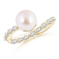 thumbnail image 1 of ANGARA Japanese Akoya Cultured Pearl Solitaire Ring with Diamonds in 14K Yellow Gold for Women | June Birthstone, Birthday, Anniversary, Jewelry Gift for Women | Pearl Ring, 1 of 8