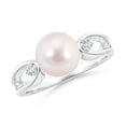 thumbnail image 1 of ANGARA Japanese Akoya Cultured Pearl Split Shank Ring with Diamonds in 925 Sterling Silver for Women | June Birthstone, Birthday, Anniversary, Jewelry Gift for Women | Pearl Ring, 1 of 5