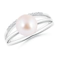 thumbnail image 1 of ANGARA Japanese Akoya Cultured Pearl Triple Split Shank Ring in 14K White Gold for Women | June Birthstone, Birthday, Anniversary, Jewelry Gift for Women | Natural Pearl Ring, 1 of 8