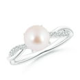 thumbnail image 1 of ANGARA Japanese Akoya Cultured Pearl Twist Shank Ring with Diamonds in 14K White Gold for Women | June Birthstone, Birthday, Anniversary, Jewelry Gift for Women | Pearl Ring, 1 of 8