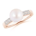thumbnail image 1 of ANGARA Japanese Akoya Cultured Pearl and Diamond Accents Ring in 14K Rose Gold for Women | June Birthstone, Birthday, Anniversary, Jewelry Gift for Women | Pearl Ring, 1 of 9