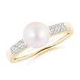 thumbnail image 1 of ANGARA Japanese Akoya Cultured Pearl and Diamond Accents Ring in 14K Yellow Gold for Women | June Birthstone, Birthday, Anniversary, Jewelry Gift for Women | Pearl Ring, 1 of 8