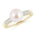 thumbnail image 1 of ANGARA Japanese Akoya Cultured Pearl and Diamond Accents Ring in 14K Yellow Gold for Women | June Birthstone, Birthday, Anniversary, Jewelry Gift for Women | Pearl Ring, 1 of 9