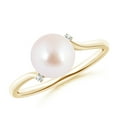 thumbnail image 1 of Angara Japanese Akoya Cultured Pearl and Diamond Bypass Ring in 14K Yellow Gold for Women | June Birthstone Jewelry for Her, 1 of 7