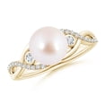 thumbnail image 1 of ANGARA Japanese Akoya Cultured Pearl and Diamond Infinity Ring in 14K Yellow Gold for Women | June Birthstone, Birthday, Anniversary, Jewelry Gift for Women | Pearl Ring, 1 of 7