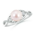 thumbnail image 1 of ANGARA Japanese Akoya Cultured Pearl and Diamond Infinity Ring in 925 Sterling Silver for Women | June Birthstone, Birthday, Anniversary, Jewelry Gift for Women | Pearl Ring, 1 of 7