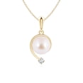 thumbnail image 1 of ANGARA Japanese Akoya Cultured Pearl and Diamond Swirl Pendant in 14K Yellow Gold for Women | June Birthstone, Birthday, Anniversary, Jewelry Gift for Women | Pearl Necklace, 1 of 8