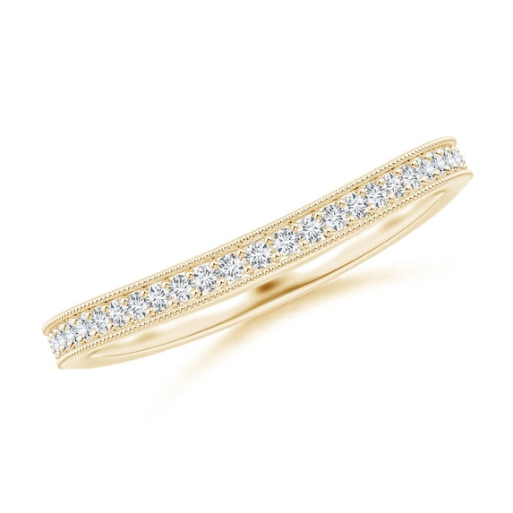 ANGARA Lab Grown Aeon Diamond Curved Wedding Ring for Women in 14K Yellow Gold (Size-1mm| Color-F-G| Clarity-VS) | April Birthstone, Anniversary, Jewelry Gift for Women | Lab-Grown Diamond Ring