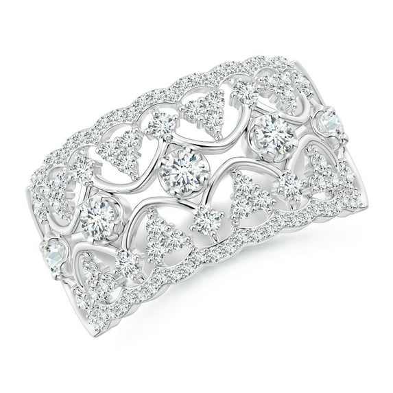 ANGARA Lab Grown Diamond Broad Filigree Anniversary Ring for Women in 14K White Gold (Size-2.6mm| Color-F-G| Clarity-VS) | Anniversary, Jewelry Gift for Women | Lab-Grown Diamond Ring