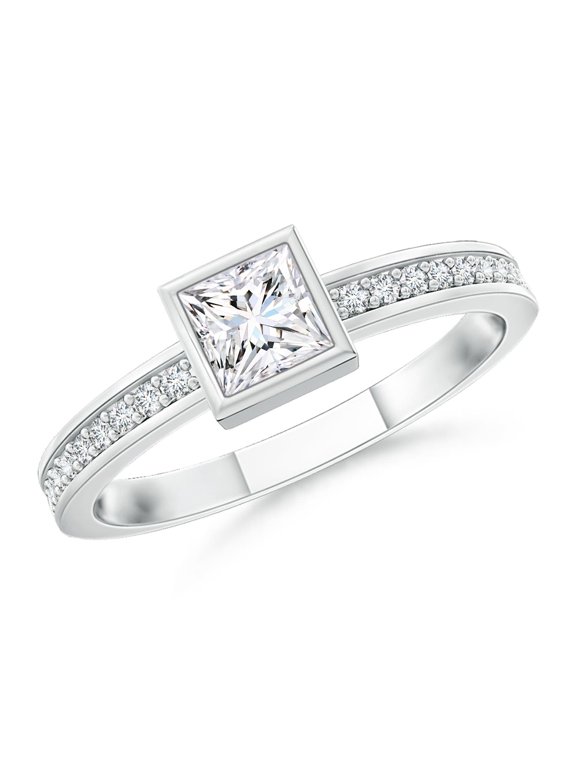 Lab Grown Princess Diamond Stackable Promise Ring for Women in 14K White Gold (Size-3mm| Color-F-G| Clarity-VS) | April Birthstone, Anniversary, Jewelry Gift for Women | Lab-Grown Diamond Ring
