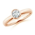 thumbnail image 1 of Angara Lab Grown Bezel-Set Solitaire Round Diamond Stackable Ring for Women in 14K Rose Gold (Size-5.1mm | 0.5 ct) | April Birthstone Jewelry for Her | Lab-Grown Diamond Engagement Rings, 1 of 4