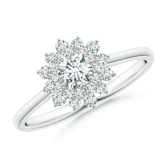 ANGARA Lab Grown Classic Double Floral Halo Diamond Ring for Women in 14K White Gold (Size-4mm| Color-F-G| Clarity-VS) | April Birthstone, Anniversary, Jewelry Gift for Women | Lab-Grown Diamond Ring