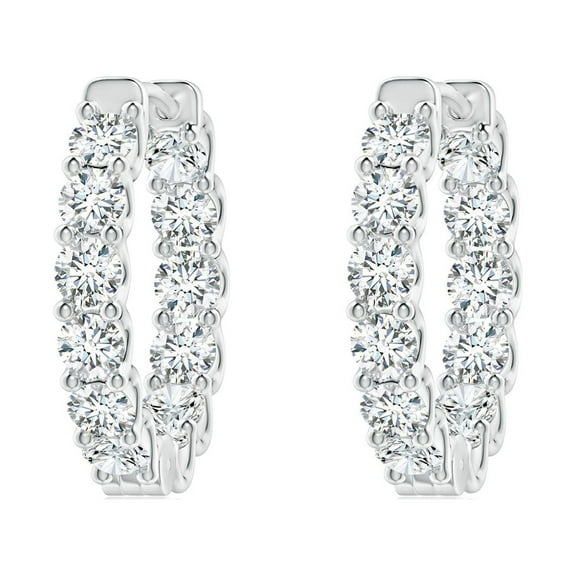 Angara Lab Grown Diamond Hoop Earrings for Women in 14K White Gold - April Birthstone Jewelry | Prong Set 1.66ctw Lab Created Diamond Hoops