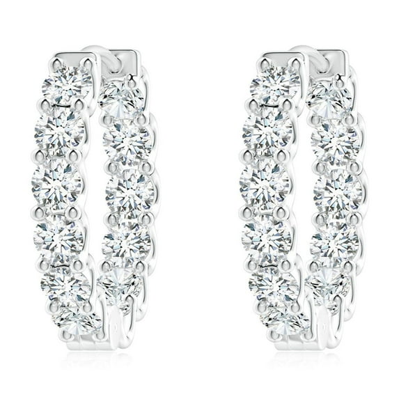 Angara Lab Grown Diamond Hoop Earrings in Platinum for Women - April Birthstone Jewelry | Prong Set 3ctw Lab Created Diamond Hoops
