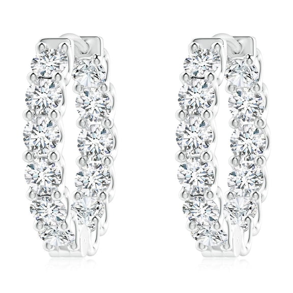 Angara Lab Grown Diamond Hoop Earrings in Platinum for Women - April Birthstone Jewelry | Prong Set 3ctw Lab Created Diamond Hoops