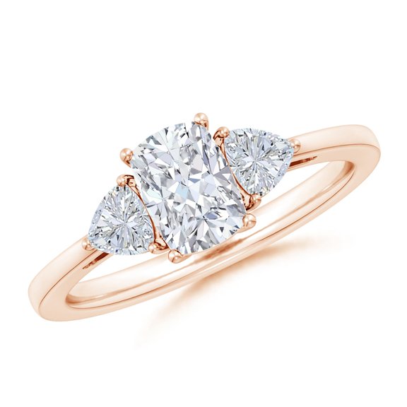 ANGARA Lab Grown Diamond 3 Stone Engagement Ring for Women in 14K Rose Gold (Size-7x5mm| Color-F-G| Clarity-VS) | April Birthstone, Anniversary, Jewelry Gift for Women | Lab-Grown Diamond Ring