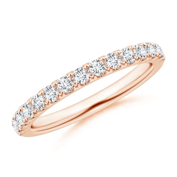ANGARA Lab Grown Half Eternity Diamond Wedding Ring for Women in 14K Rose Gold (Size-2mm| Color-F-G| Clarity-VS) | April Birthstone, Anniversary, Jewelry Gift for Women | Lab-Grown Diamond Ring