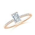 thumbnail image 1 of Angara Lab Grown Emerald-Cut Diamond Engagement Ring with Lab Diamond Accents for Women in 14K Rose Gold (Size-6x4mm | 0.65 ct) | April Birthstone Jewelry for Her | Lab-Grown Diamond Engagement Rings, 1 of 4