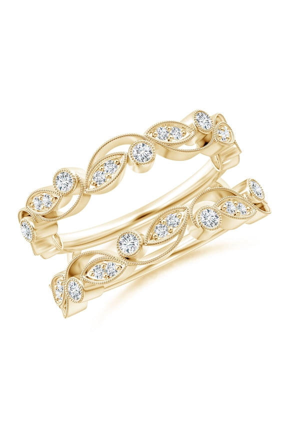Lab Grown Leaf Motif Diamond Ring Wrap for Women in 14K Yellow Gold (Size-1.5mm| Color-F-G| Clarity-VS) | April Birthstone, Anniversary, Jewelry Gift for Women | Lab-Grown Diamond Ring