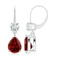 thumbnail image 1 of Angara Lab Grown Pear Ruby Leverback Drop Earrings in Platinum for Women (Size-10x8mm) - July Birthstone Jewelry | Lab Created 5.4ct Ruby Earrings, 1 of 7