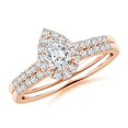 thumbnail image 1 of ANGARA Lab Grown Pear-Shaped Diamond Halo Bridal Set for Women in 14K Rose Gold (Size-6x4mm| Color-F-G| Clarity-VS) | April Birthstone, Anniversary, Jewelry Gift for Women | Lab-Grown Diamond Ring, 1 of 4