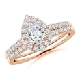 thumbnail image 1 of ANGARA Lab Grown Pear-Shaped Diamond Halo Bridal Set for Women in 14K Rose Gold (Size-7x5mm| Color-F-G| Clarity-VS) | April Birthstone, Anniversary, Jewelry Gift for Women | Lab-Grown Diamond Ring, 1 of 4