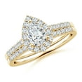 thumbnail image 1 of ANGARA Lab Grown Pear-Shaped Diamond Halo Bridal Set for Women in 14K Yellow Gold (Size-7x5mm| Color-F-G| Clarity-VS) | April Birthstone, Anniversary, Jewelry Gift for Women | Lab-Grown Diamond Ring, 1 of 4