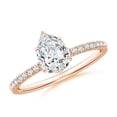 thumbnail image 1 of Angara Lab Grown Pear-Shaped Diamond Hidden Halo Engagement Ring for Women in 14K Rose Gold (Size-7.7x5.7mm | 0.95 ct) | April Birthstone Jewelry for Her | Lab-Grown Diamond Engagement Rings, 1 of 4
