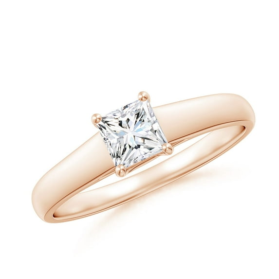 ANGARA Lab Grown Princess-Cut Diamond Engagement Ring for Women in 14K Rose Gold (Size-4.4mm| Color-F-G| Clarity-VS) | April Birthstone, Anniversary, Jewelry Gift for Women | Lab-Grown Diamond Ring