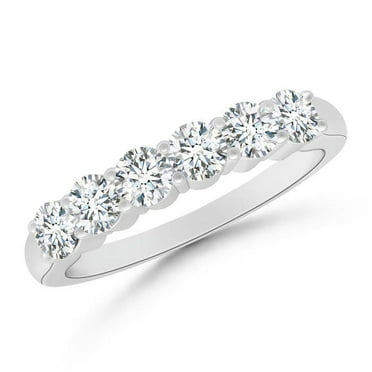 ANGARA Lab Grown Prong Set Diamond Half Eternity Wedding Ring for Women in 14K White Gold (Size-3.1mm| Color-F-G| Clarity-VS) | Anniversary, Jewelry Gift for Women | Lab-Grown Diamond Ring