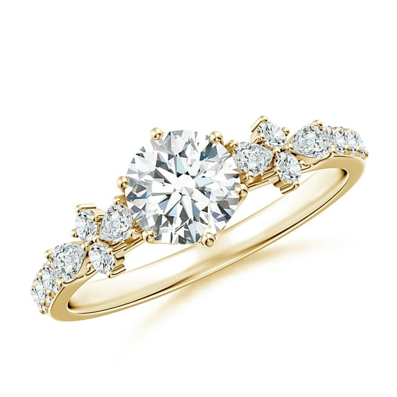 ANGARA Lab Grown Diamond Side Stone Engagement Ring for Women in 14K Yellow Gold (Size-5.9mm| Color-F-G| Clarity-VS) | April Birthstone, Anniversary, Jewelry Gift for Women | Lab-Grown Diamond Ring