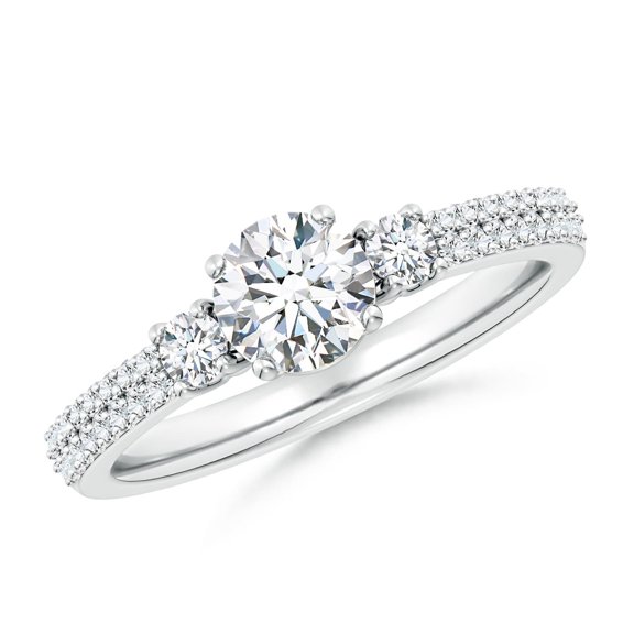 ANGARA Lab Grown Diamond Side Stone Engagement Ring for Women in 14K White Gold (Size-5.9mm| Color-F-G| Clarity-VS) | April Birthstone, Anniversary, Jewelry Gift for Women | Lab-Grown Diamond Ring