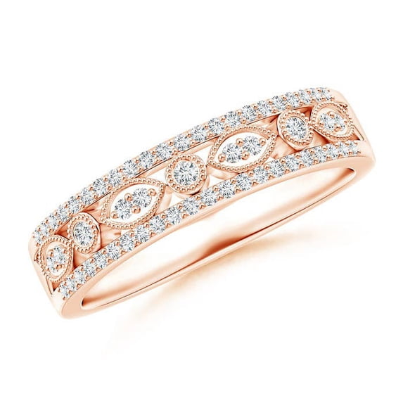 ANGARA Lab Grown Triple-Layered Diamond Wedding Ring for Women in 14K Rose Gold (Size-1.3mm| Color-F-G| Clarity-VS) | April Birthstone, Anniversary, Jewelry Gift for Women | Lab-Grown Diamond Ring