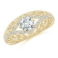 thumbnail image 1 of ANGARA Lab Grown Diamond Filigree Engagement Ring for Women in 14K Yellow Gold (Size-5.3mm| Color-F-G| Clarity-VS) | April Birthstone, Anniversary, Jewelry Gift for Women | Lab-Grown Diamond Ring, 1 of 6