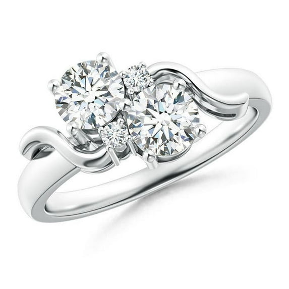 ANGARA Lab Grown Two Stone Diamond Swirl Ring for Women in 925 Sterling Silver (Size-5mm| Color-F-G| Clarity-VS) | April Birthstone, Anniversary, Jewelry Gift for Women | Lab-Grown Diamond Ring