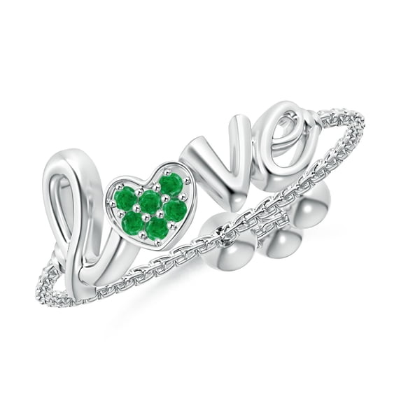 Angara Natural 0.04 Ct. Emerald Heart Ring in 14K White Gold for Women (Ring Size: 3.5)