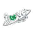 thumbnail image 1 of ANGARA Natural Pave-Set Emerald Heart Love Bolo Ring in 14K White Gold for Women (Size-1.1mm) | May Birthstone, Birthday, Anniversary, Jewelry Gift for Women | Natural Emerald Ring, 1 of 8