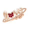 thumbnail image 1 of ANGARA Natural Pave-Set Ruby Heart Love Bolo Ring in 14K Rose Gold for Women (Size-1.1mm) | July Birthstone, Birthday, Anniversary, Jewelry Gift for Women | Natural Ruby Ring, 1 of 8